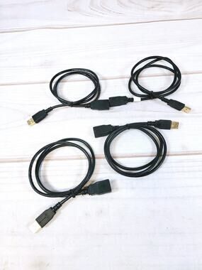 Lot of 4 Monoprice USB-A Male to USB-A Female 2.0 Extension Cables 28/24AWG 3Ft